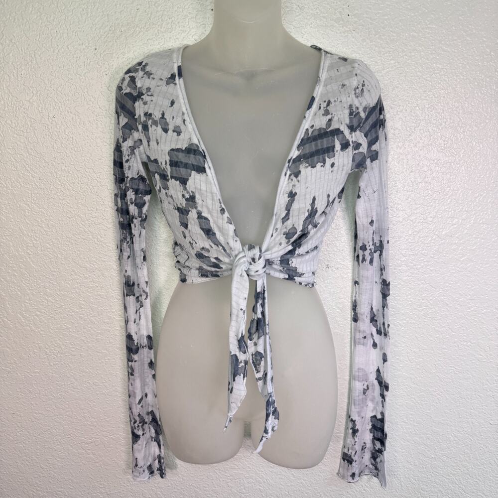 Vintage Hard Tail Forever Top Women Small Y2K Crop Tie Front Yoga Gym Cover Boho